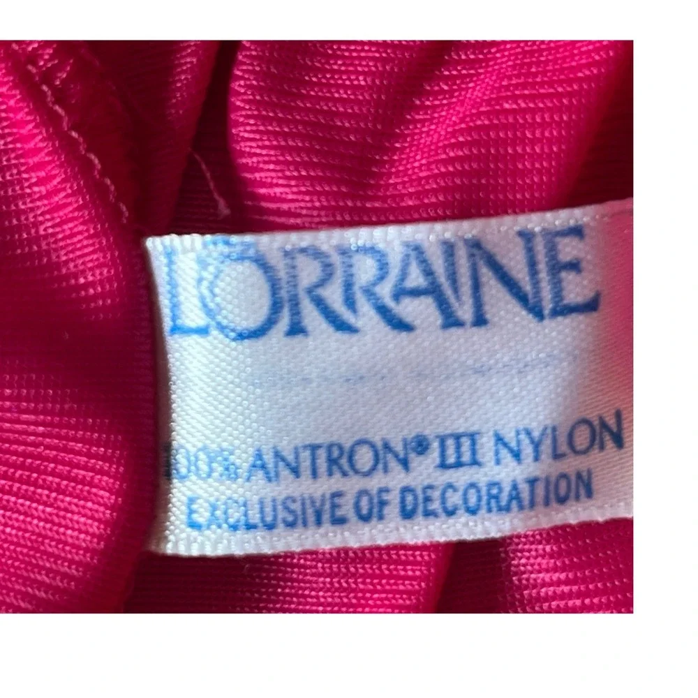 Vintage Lorraine Hot Pink Nylon Pajama Set Short Sleeve Button Front Small USA